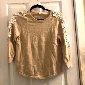 Jcrew Floral Sleeve Sweater